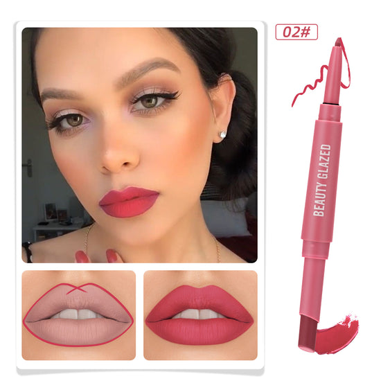 Double-headed Matte No Stain On Cup Lipstick Lip Liner